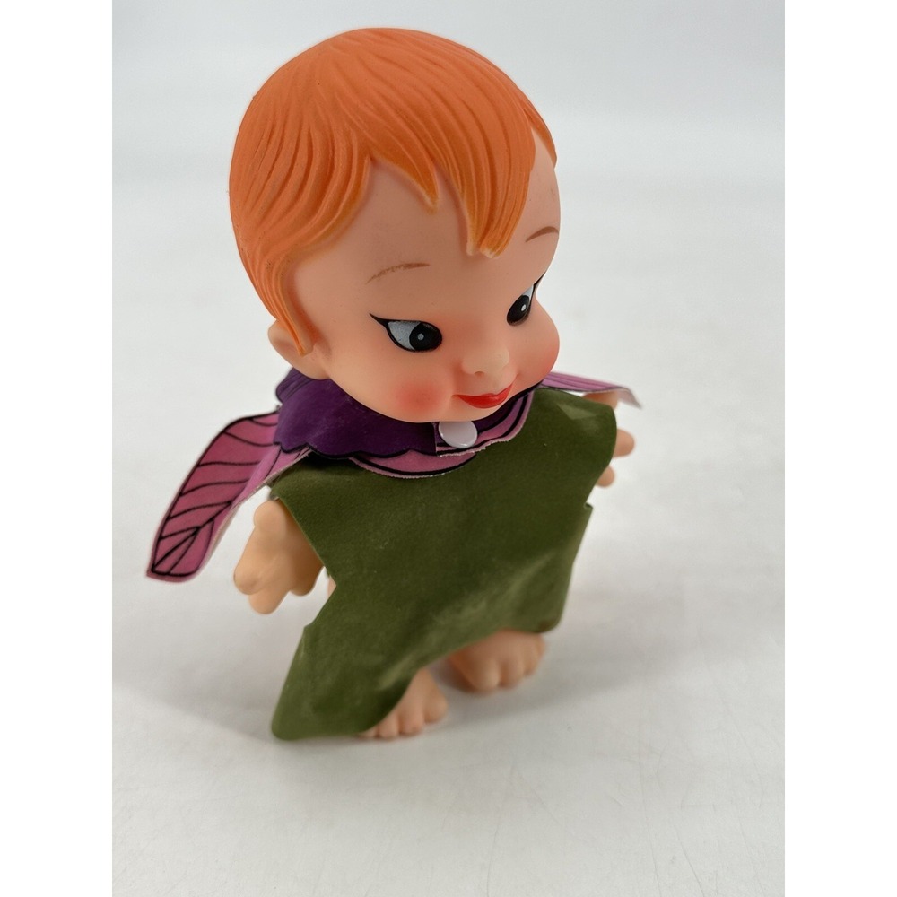 UN CO 1977 Orange Hair 7" Kewpie Doll Pixie‎ Flower Uneeda Hong Kong Pebbles